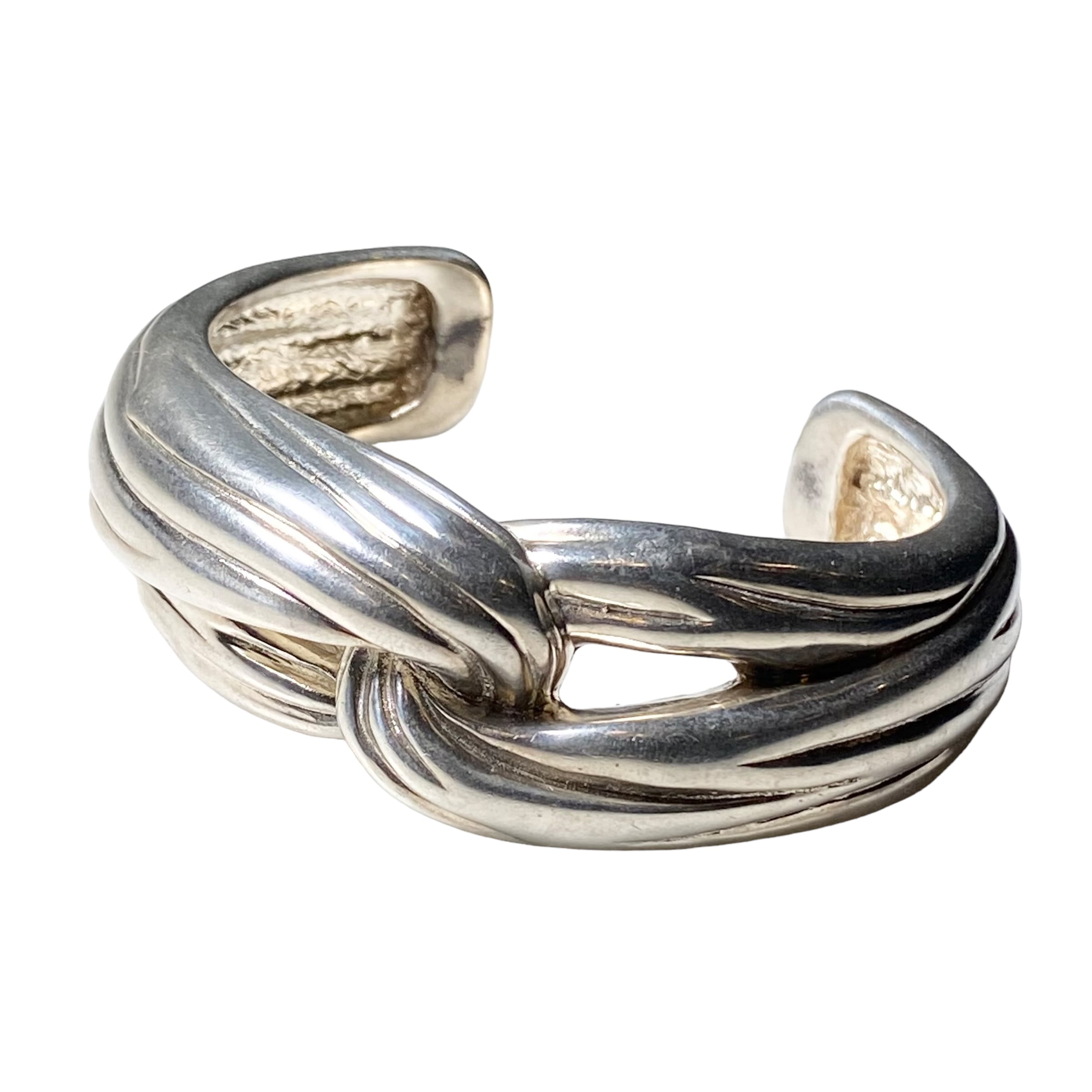 vintage YVES SAINT LAURENT silver knot design cuff bangle vintage YVES SAINT LAURENT silver knot design cuff bangle