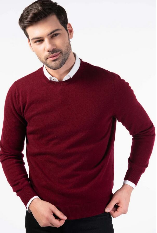 Gobi Cashmere 4 18 040wa ゴビカシミヤ メンズ クルーネック ハイゲージセーター ワインレッド Gobi Cashmere Japan 公式オンラインショップ