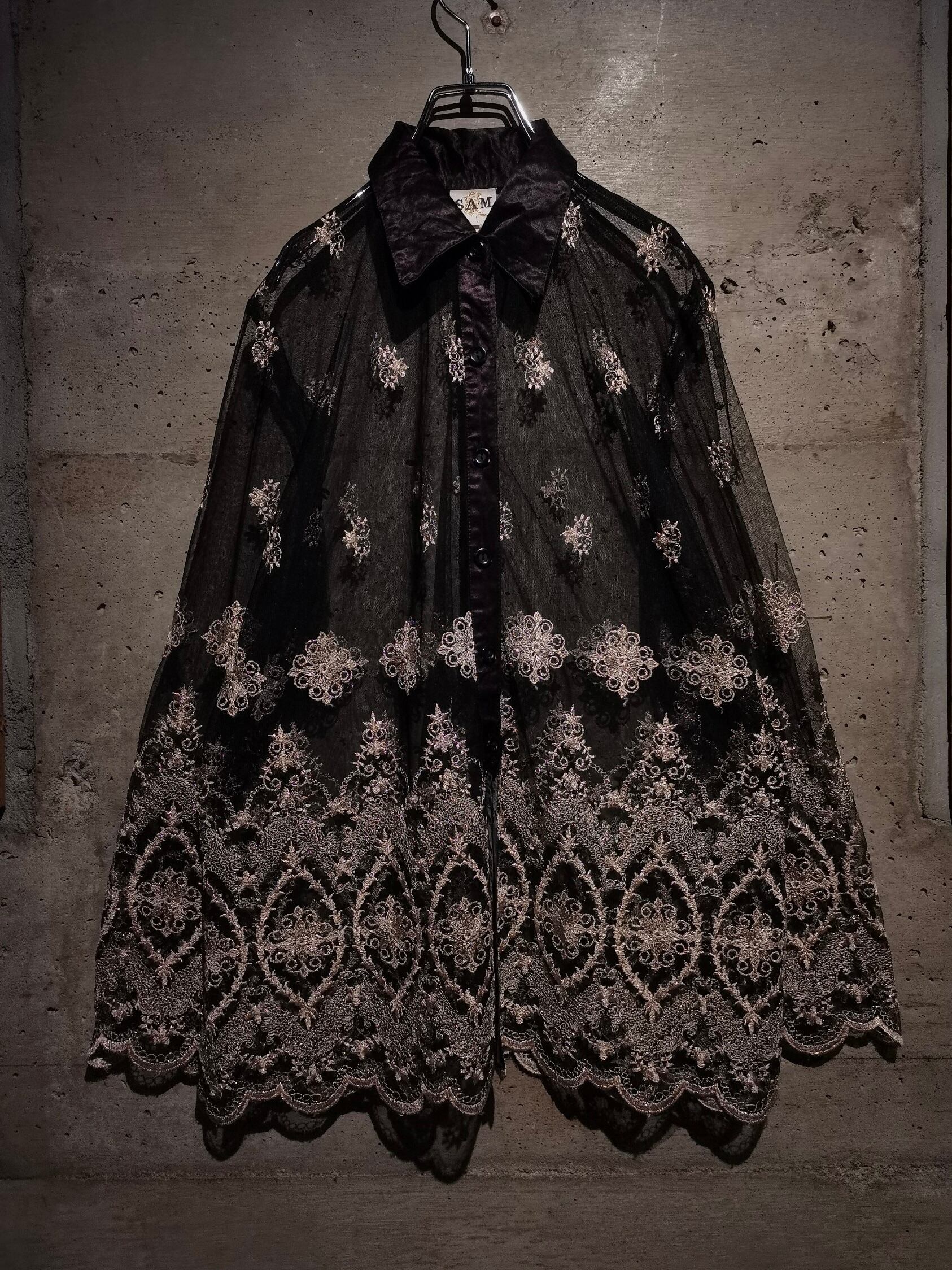 Caka】Beautiful Embroidery Vintage Loose Sheer Shirt | Caka(カカ 