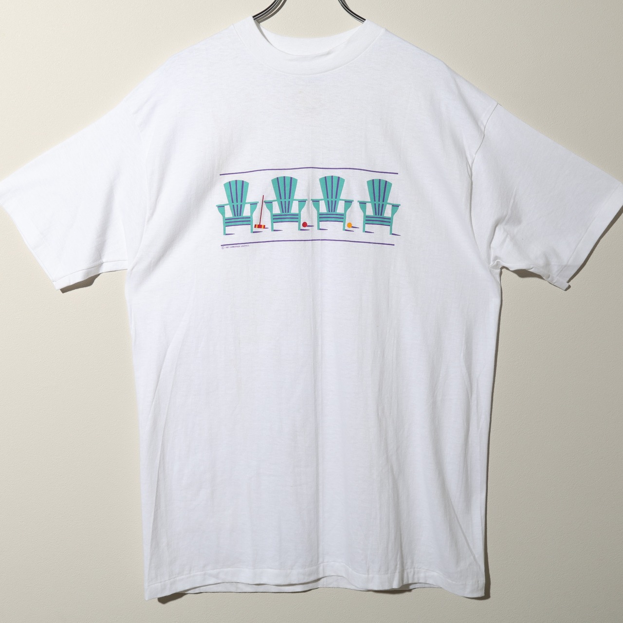 Deadstock XL 87年 USA 袖裾シングル Harborside Graphics Tシャツ ハーバーサイドグラフィックス