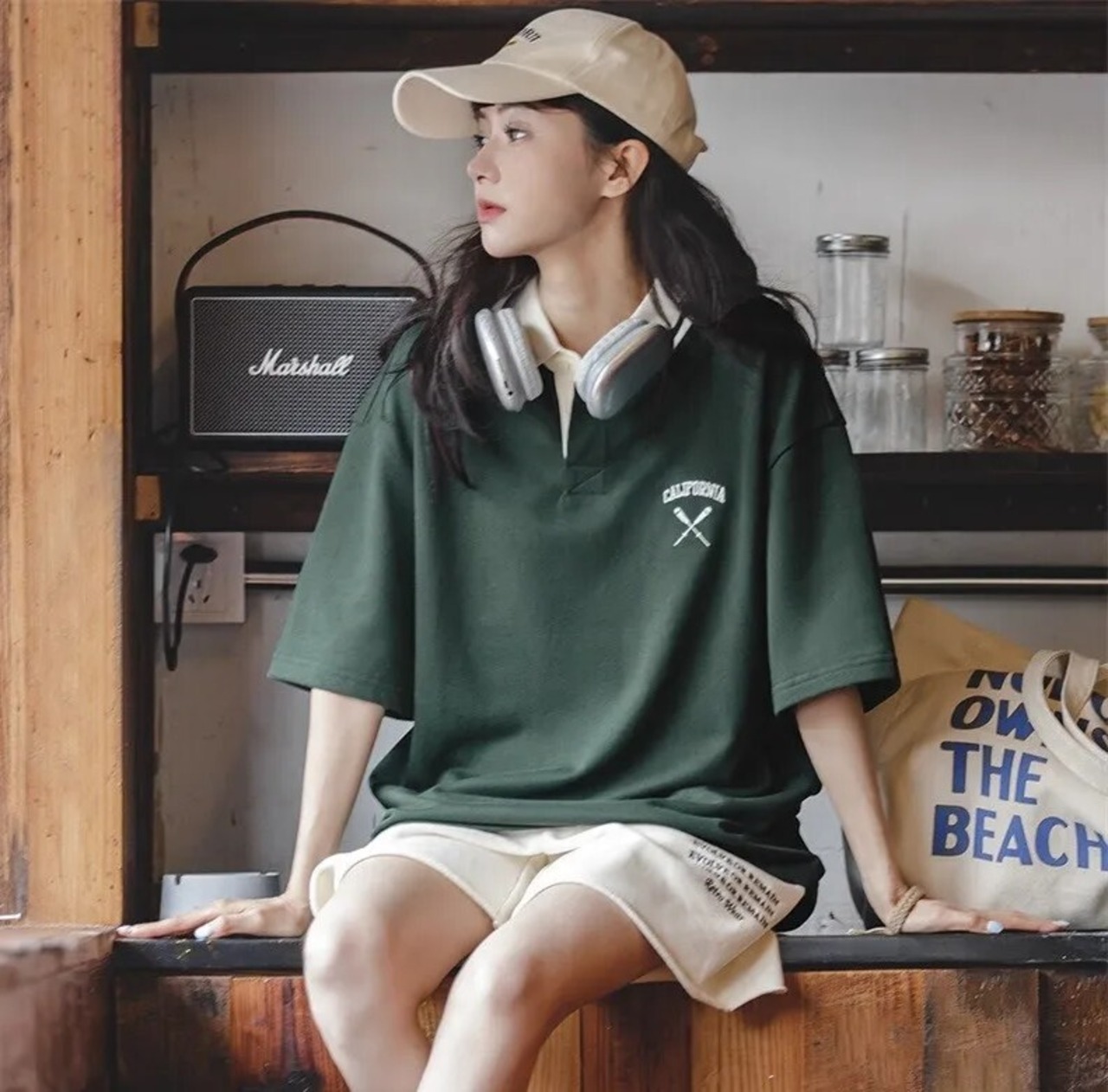 Dark Green Short Sleeve Polo Shirt / ダークグリーン ショートスリーブ ポロシャツ