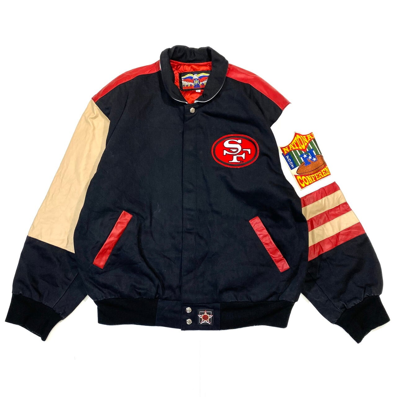 90年代 ビンテージ JEFF HAMILTON ジェフハミルトン NFL 49ERS 袖革 
