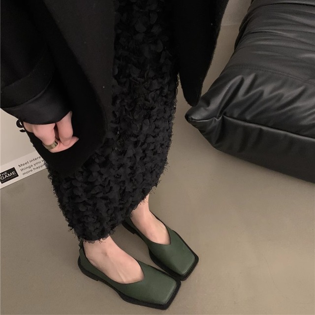 Square toe flat shoes A00080