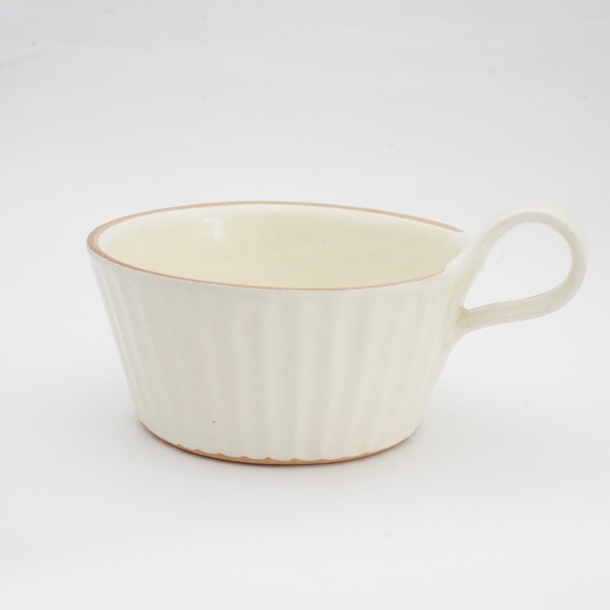 【益子焼 わかさま陶芸】しのぎスープカップ 白 81