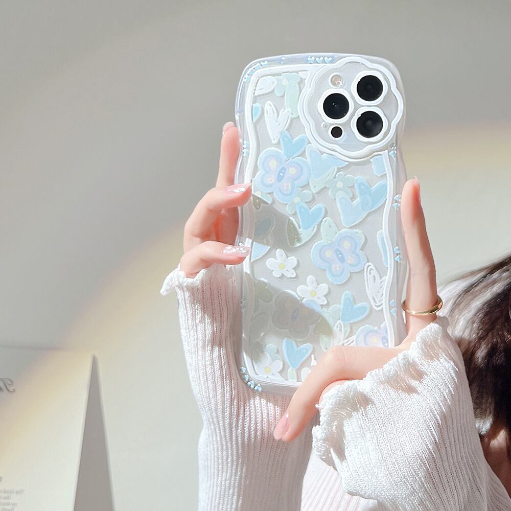 iPhone15シリーズ対応】Good Luck◎人気のウェーブフレーム 可愛い