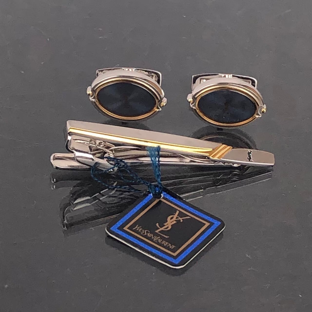 中古】イヴサンローラン YSL ネクタイピン カフス セット 未使用品
