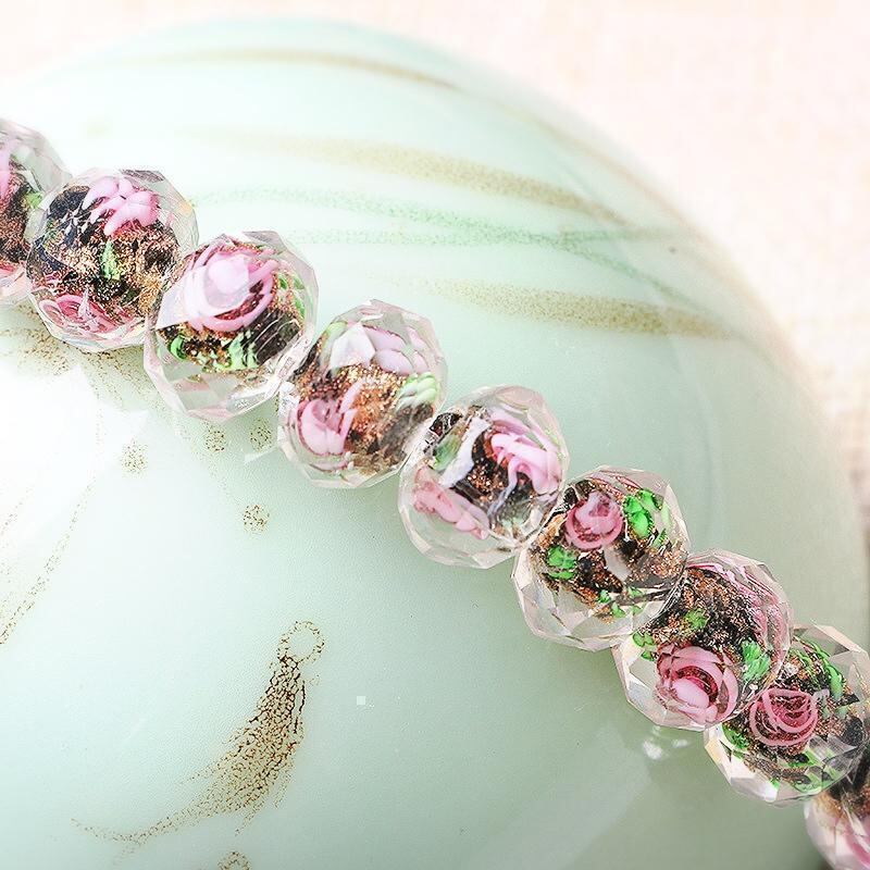 レジンヘアゴムオーバル大ぶり金箔お正月天然石豪華ピンクパープル