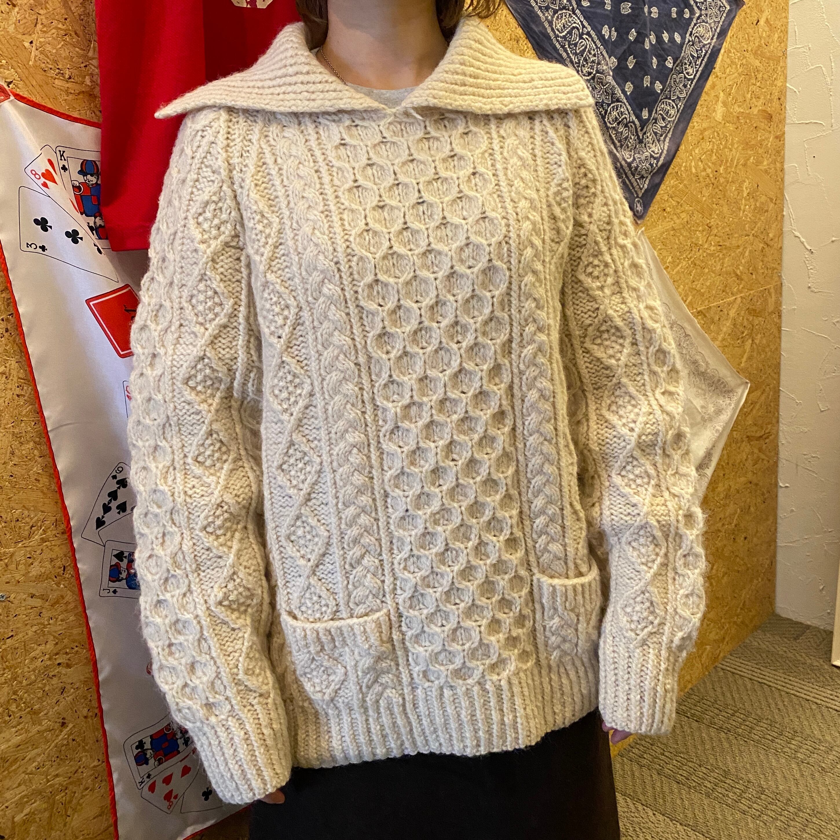 70s Loch Garman Irish Aran Sweater フィッシャーマンニット アラン ...