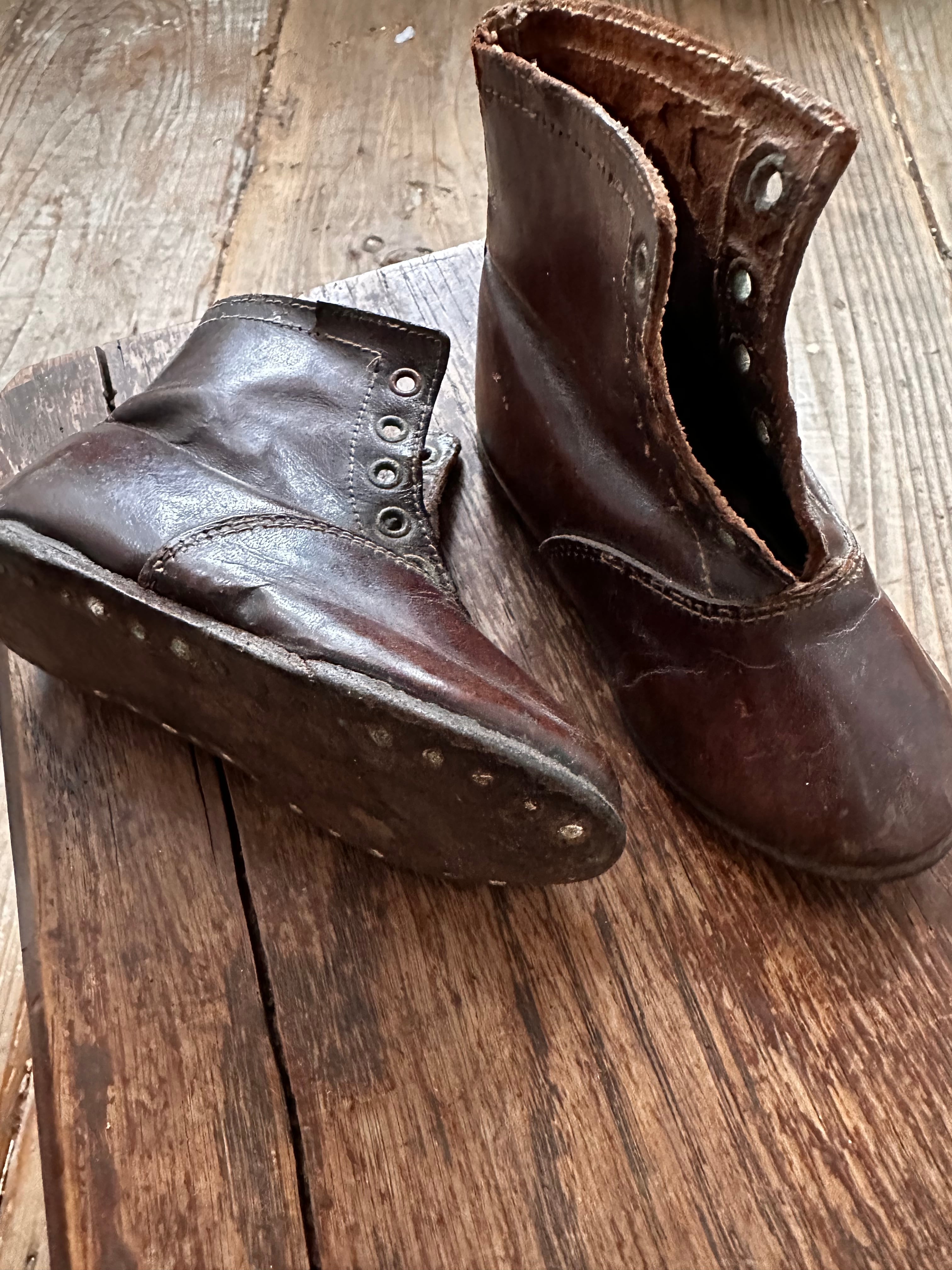 革製 ドール用靴 レザーブーツ | Brocante de La Cocotte （フランス