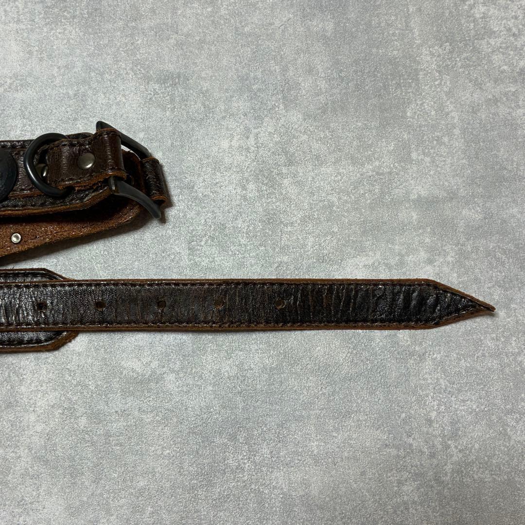 14th addiction レザーベルト コイン スタッズ ヴィンテージ加工 | CHASE