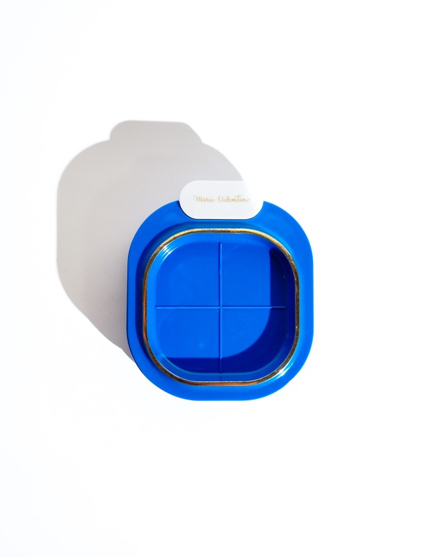 Blue plastic trinket box