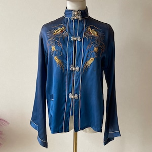 40s Vintage Oriental  Embroidery Shirts W123