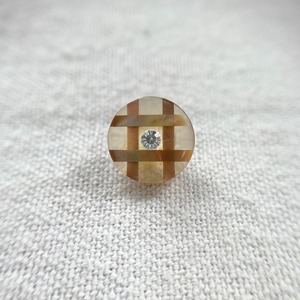 茶蝶貝チェック 1粒ラインストーン 13mm