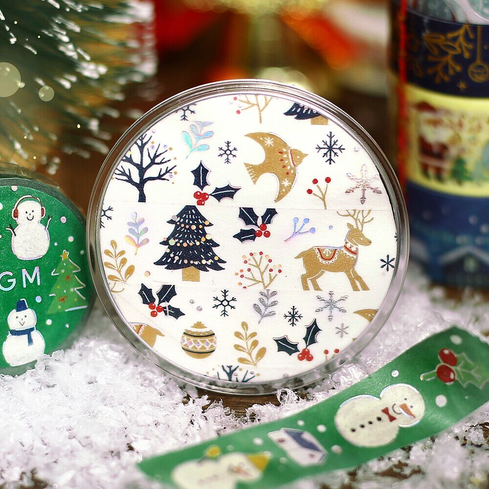 限定】BGM 箔押 クリスマス限定/クリスマスの森 15mmマステ BG22 限定】BGM 箔押 クリスマス限定/クリスマスの森 15mmマステ BG22