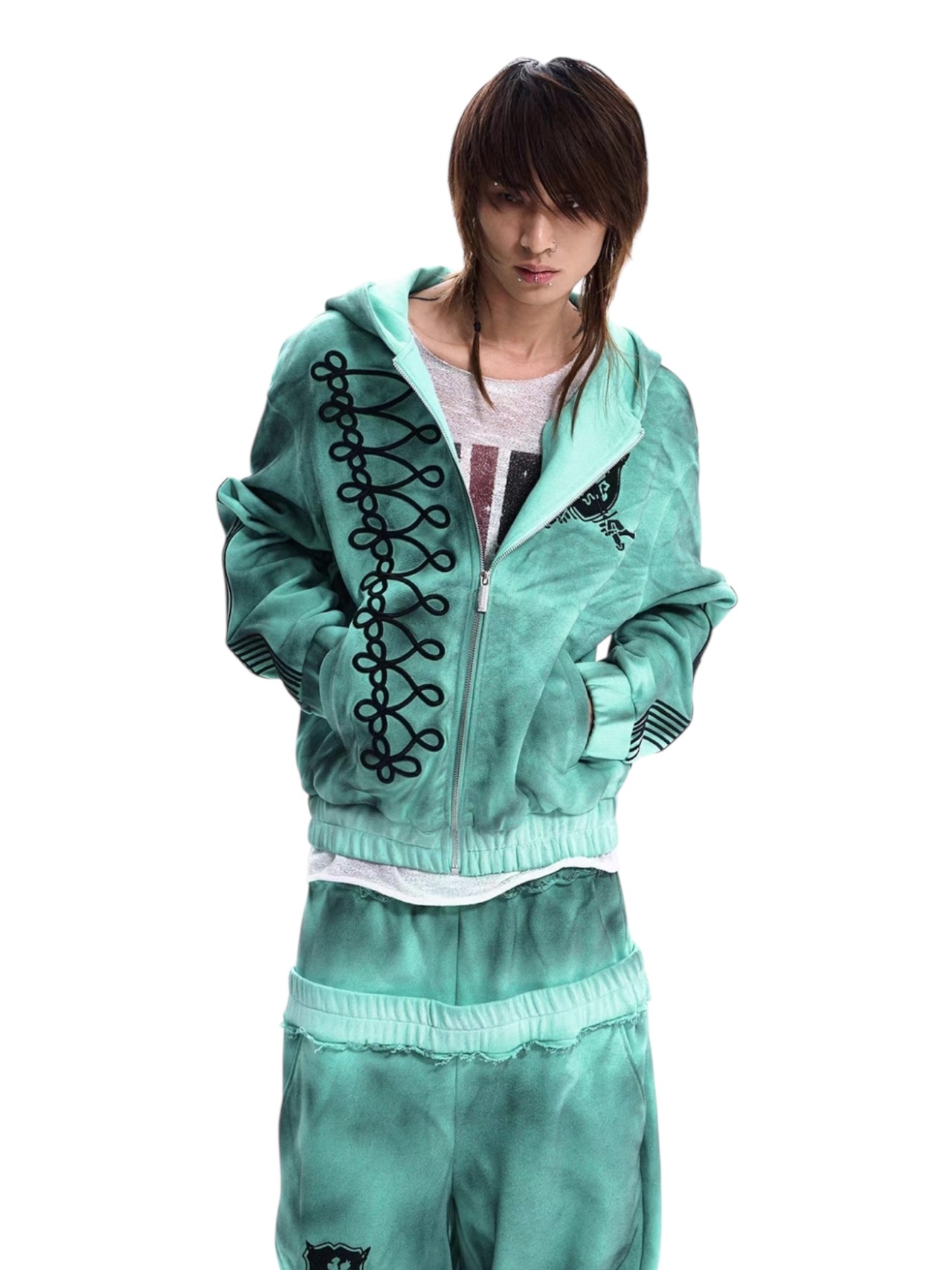 【STARTEXCEEDEND】EMBROIDERED ZIP UP HOODIE