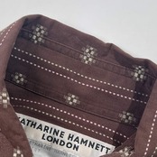 KATHARINE HAMNETT LONDON キャサリンハムネット ロンドン ストライプ柄 長袖シャツ M/ブラウン系 メンズ