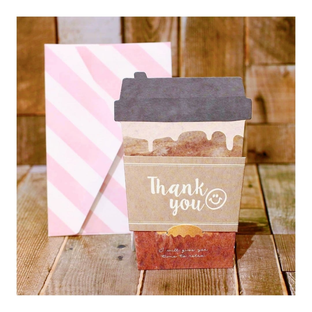 封筒付メッセージカード/グリーティングカード(コーヒーカフェカップ