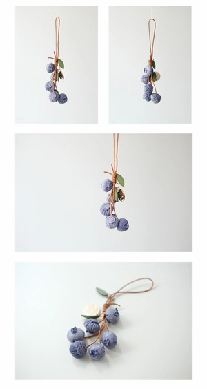 ブルーベリー キーホルダー 本革 牛革 レザー バッグチャーム 手縫い ハンドメイド 植物 モチーフ 果実 かわいい バッグチャーム 鍵飾り 小物 アクセサリー おしゃれ ギフト 商品画像3