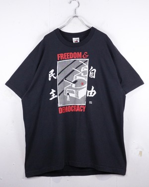 【Caka act2】“FREEDOM” × “DEMOCRACY” Vintage Loose  T-Shirt