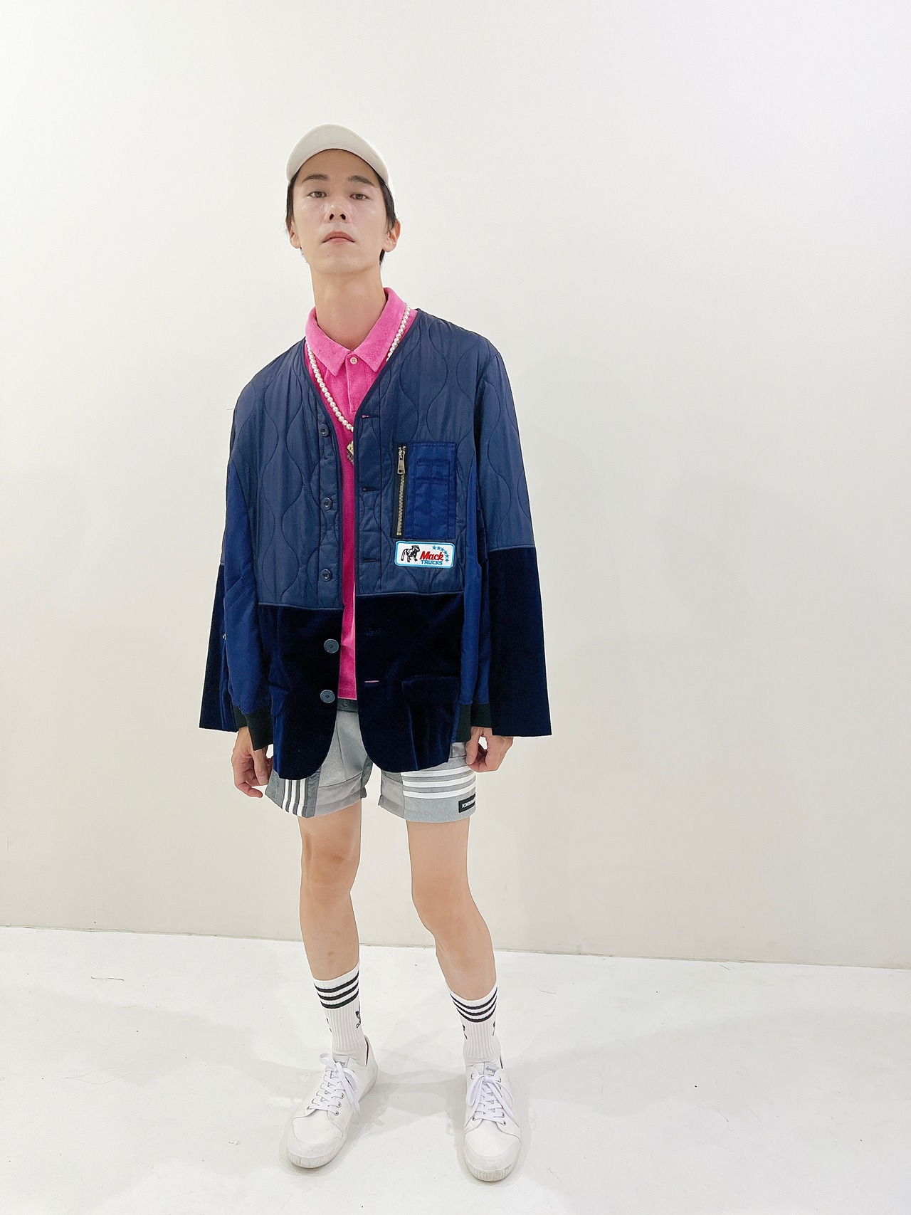 KOH ISHIGURO Upcycled Crazy Patchwork short pants -GRAY- Mens model - 10