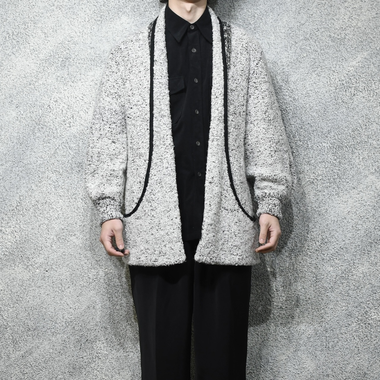 design pile knit cardigan