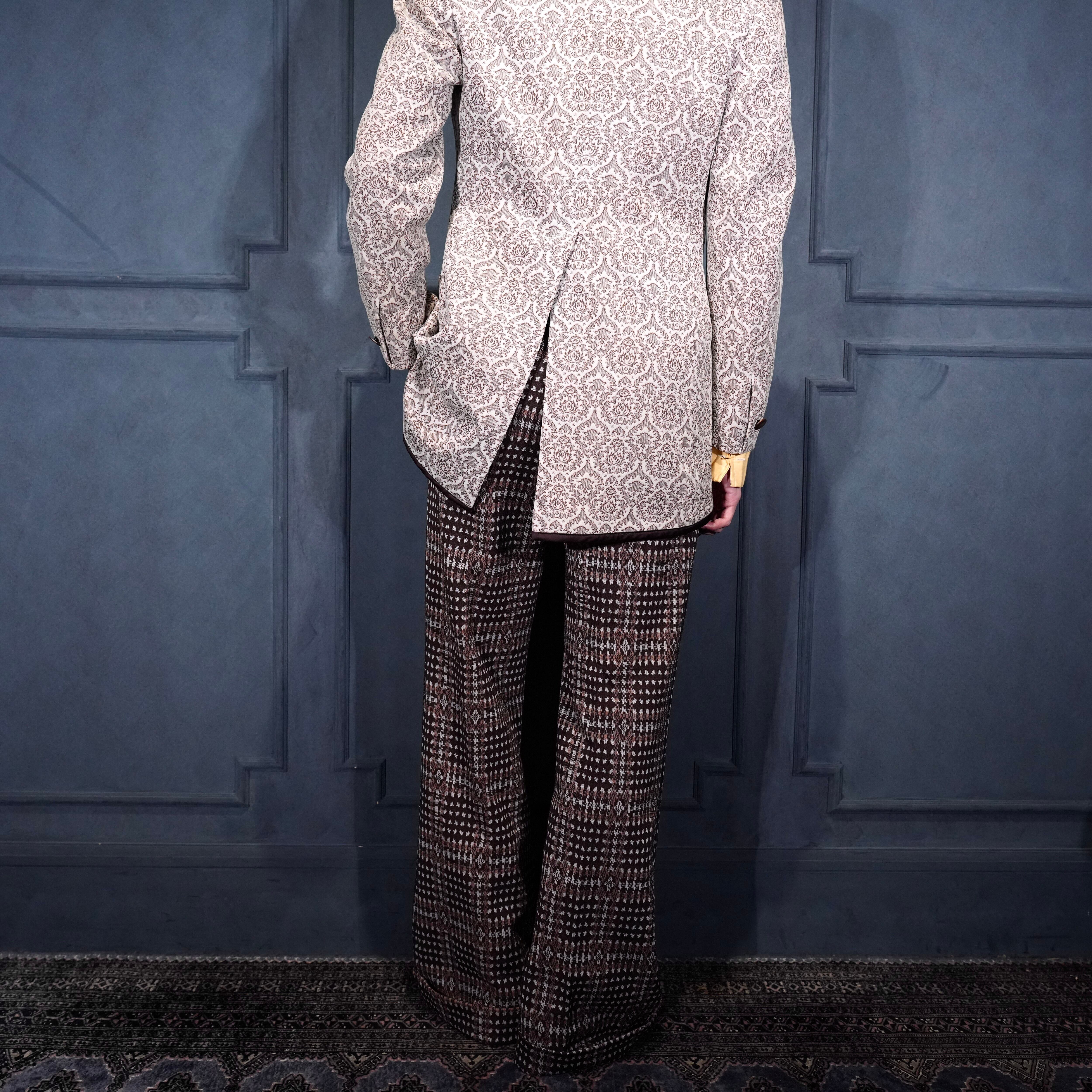 70's USA VINTAGE PATTERNED DESIGN FLARE KNIT SLACKS PANTS/70年代