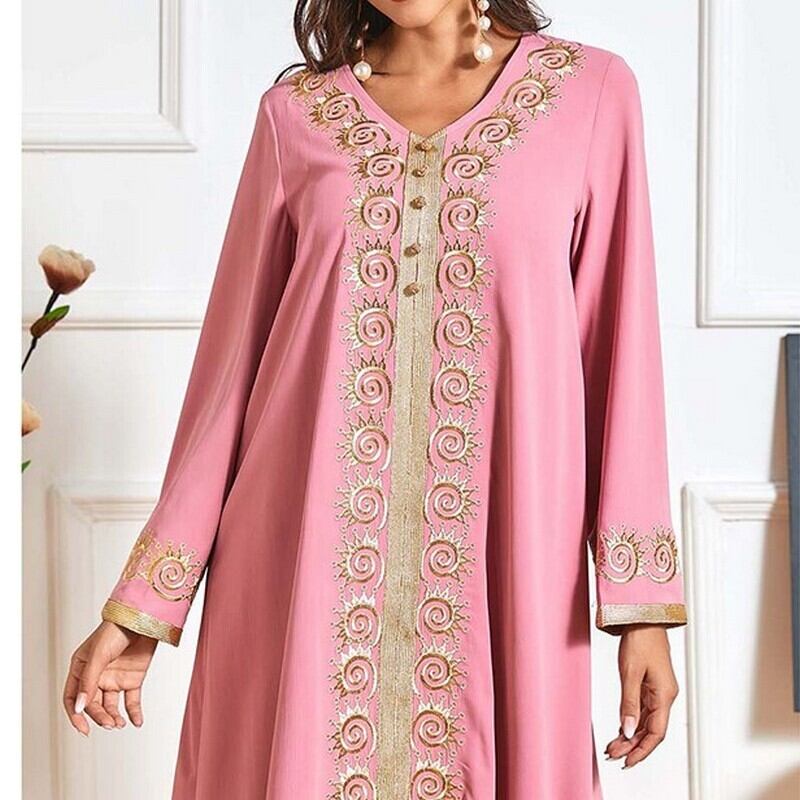 ドバイ風 ロングワンピース O1029 Leaf Tone