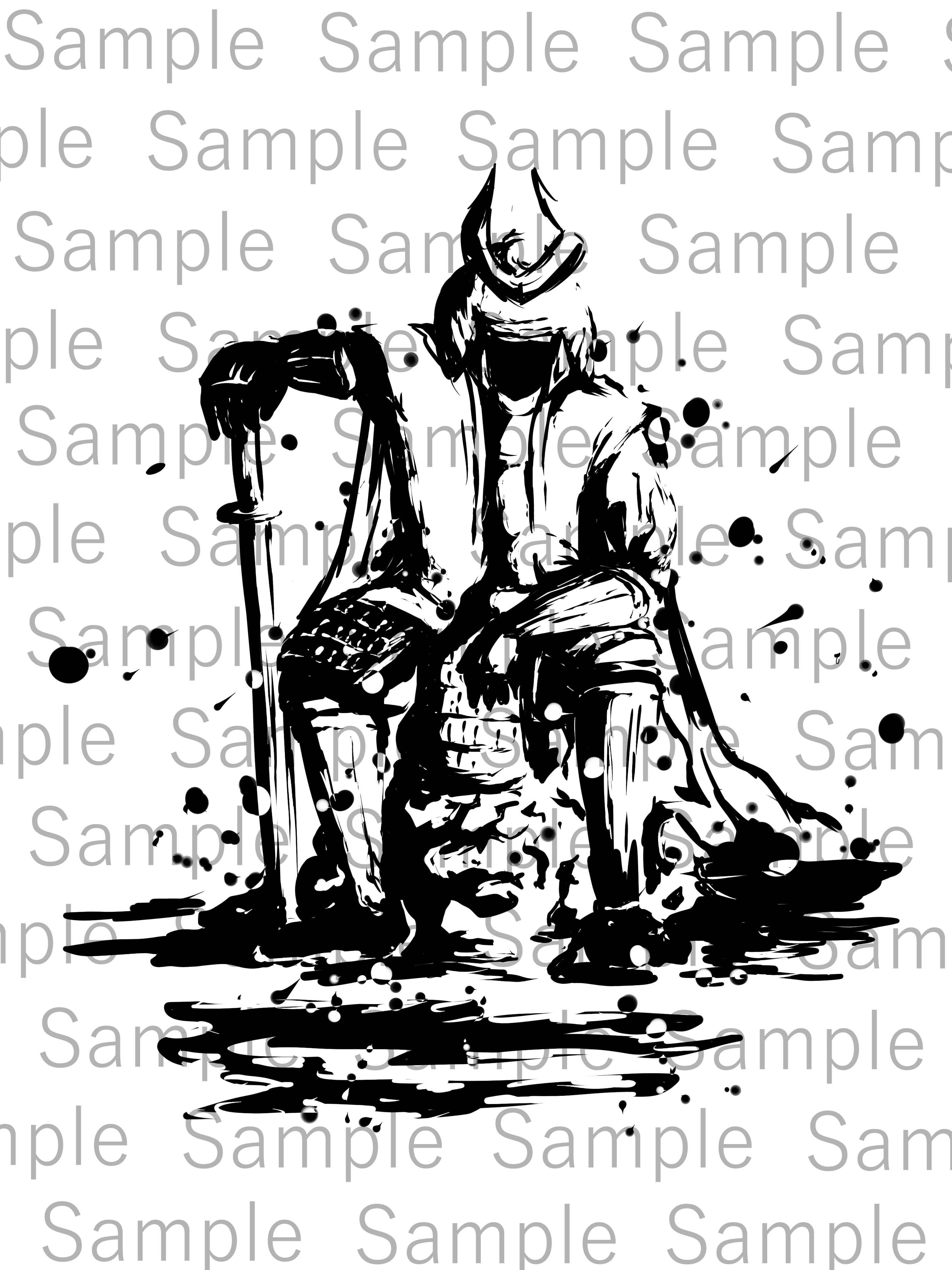 武士（Seated Warlord） | デジタル墨絵処（Digital Sumi-e Studio）