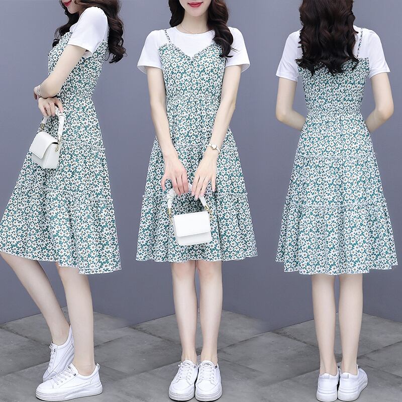 【着用レビュー】ワンピース レディース フレアワンピース S M L XL 2XL 3XL キャミソールワンピース フェイクツーピース 膝丈 ひざ丈 半袖 ラウンドネック フレア Aライン シフォン かわいい 大人可愛い きれいめ カジュアル 上品 清楚 フェミニン おしゃれ 綺麗 お嬢様 ナチュラル 送料無料 ラフ ラブリー キュート ガーリー 抜け感 華やか 爽やか 花柄 小花柄 フラワー OL 学生 通学 デート お出かけ 女子会 休日 リゾート 旅行 ピンク ブルー 夏 10代 20代 30代