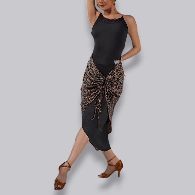 レオパード ドレープ アシンメトリー タイト スカート 1col D00063