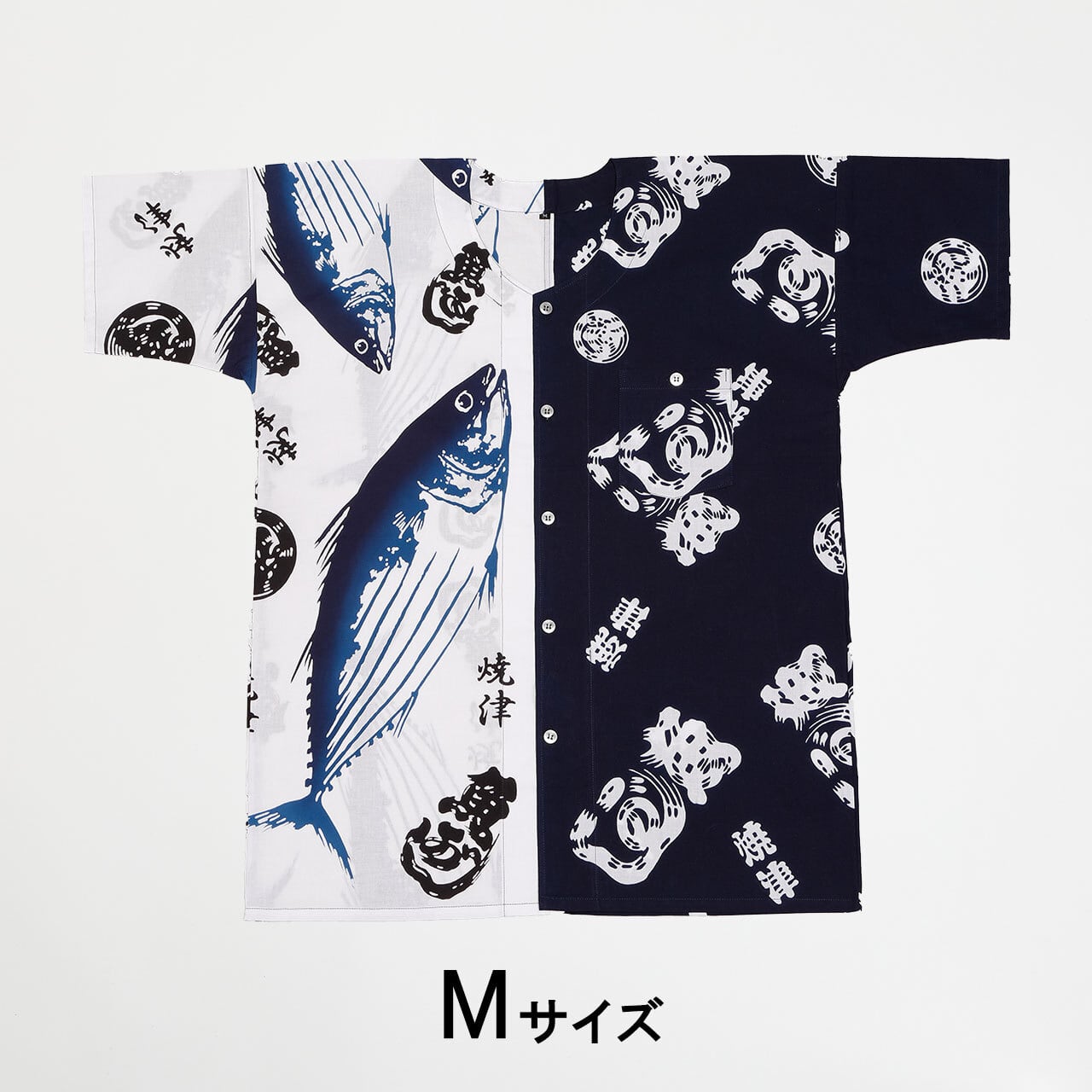 魚河岸シャツ 【品番 40017-M】【焼津紺1+鰹 紺~藍暈し】