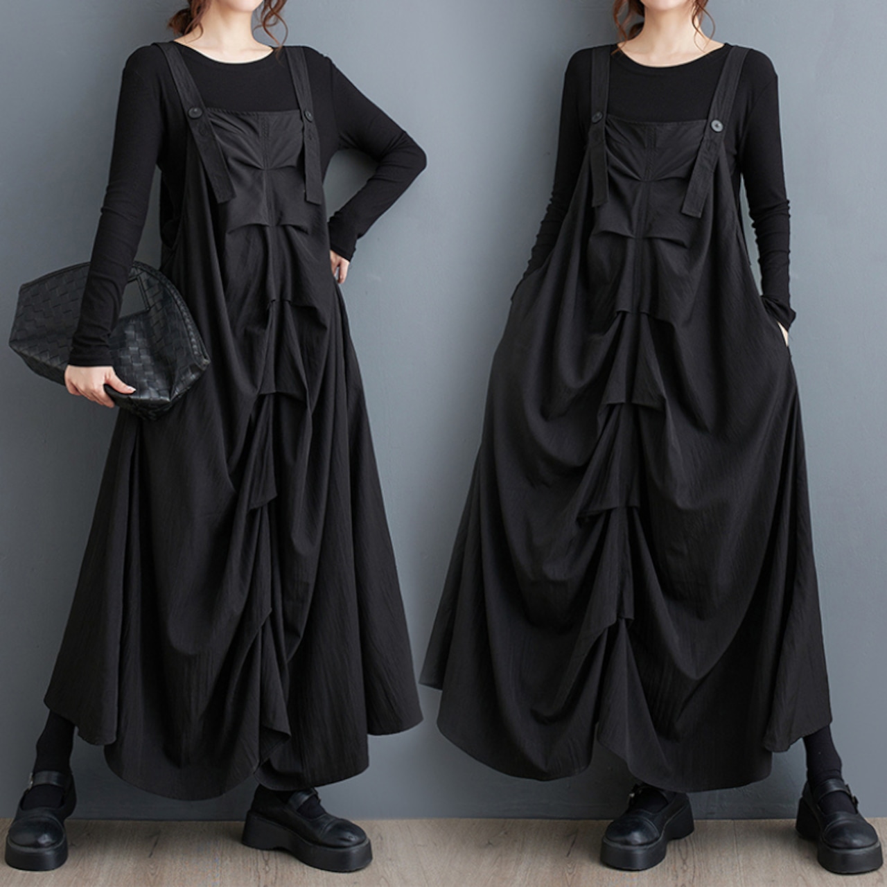 ギャザー サスペンダースカート 00052