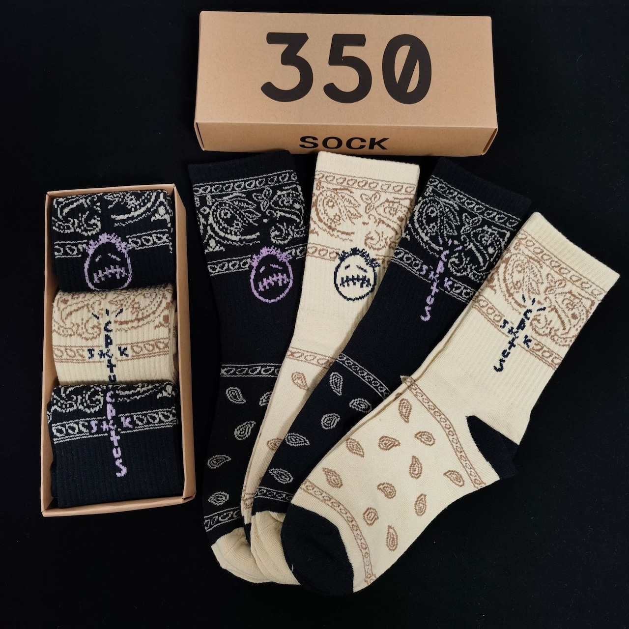 ストリート スケボー 花柄 靴下3点セット G102