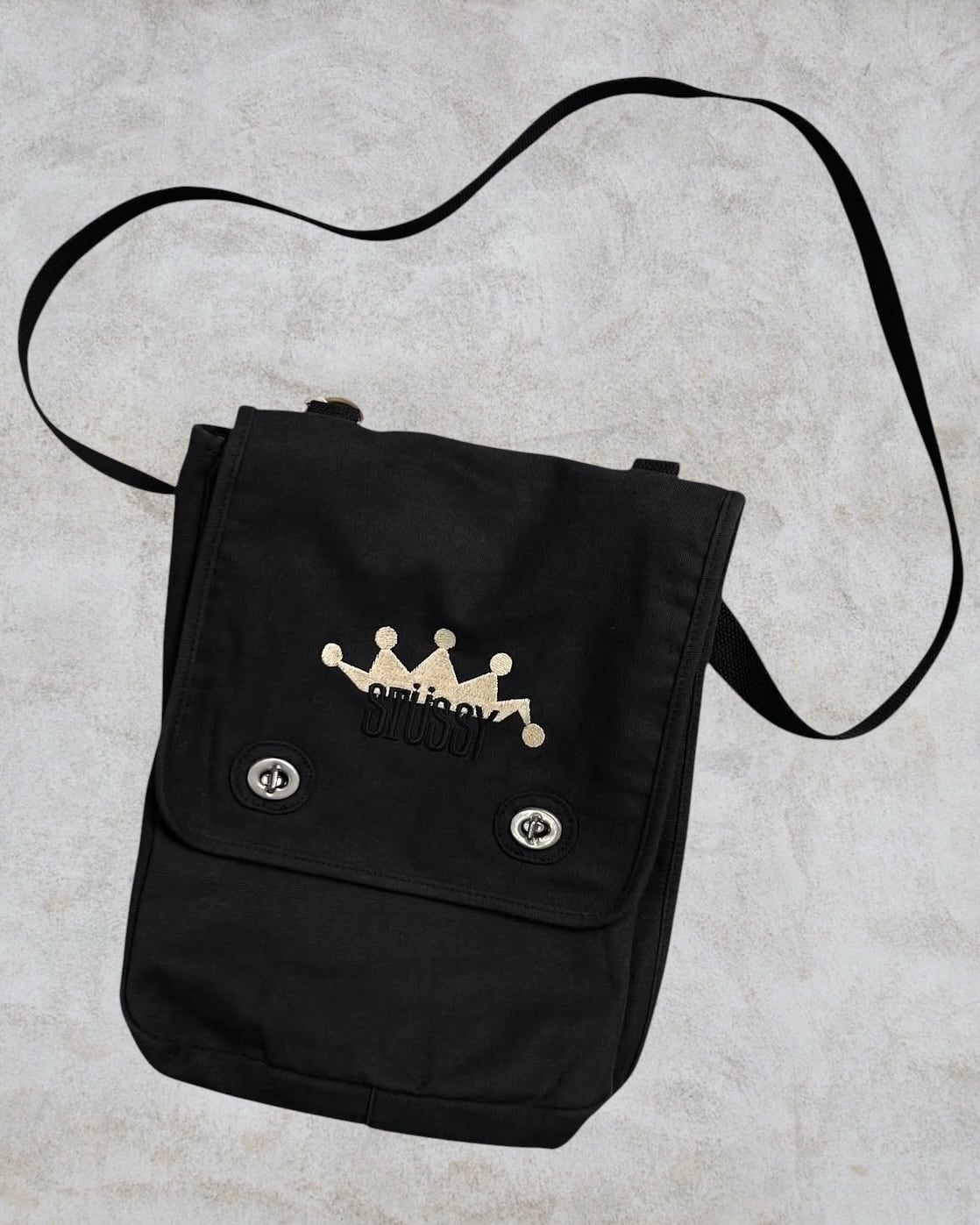80's~90's old stussy Design Messenger Bag “折れクラウン”【Other