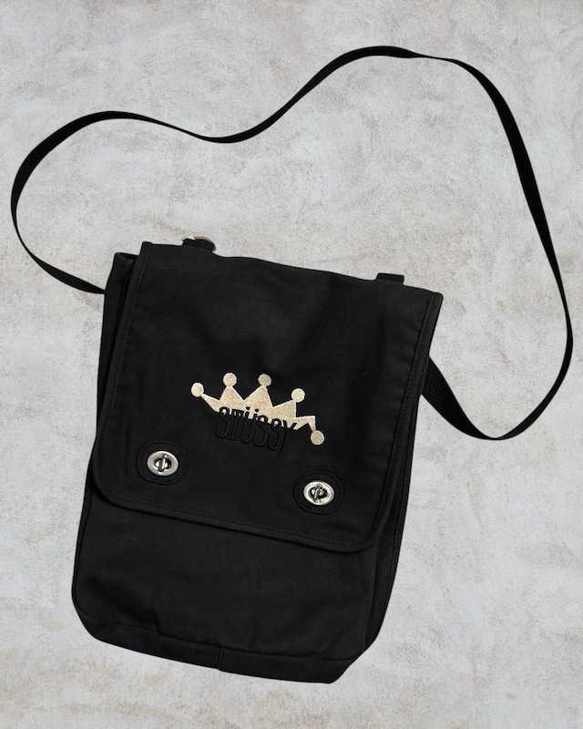 80’s~90’s old stussy Design Messenger Bag “折れクラウン”【Other Side店】