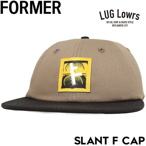FORMER フォーマー キャップ メンズ スナップバックキャップ 帽子 ベースボールキャップ フラットバイザー ロゴキャップ SLANT F CAP BROWN ブラウン FHW-26222 日本代理店正規品