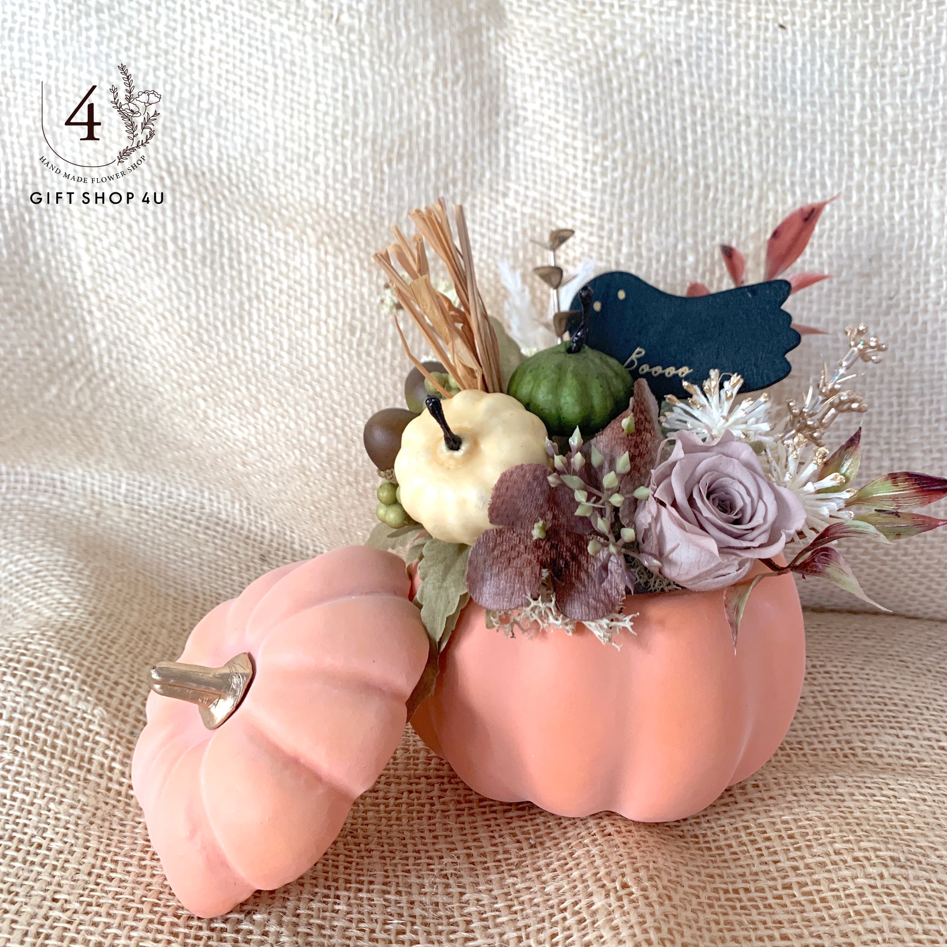 専用  大人シックなハロウィンリース  白いかぼちゃプリン  秋色リース リース