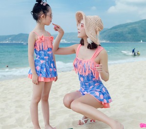 水着 ワンピース 体型カバー レディース　クラゲ　フリンジ