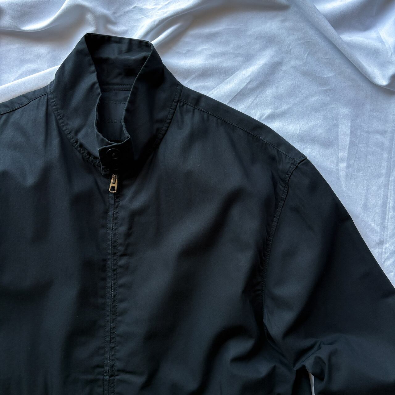 NICOLE FARHI Black Cotton Harrington Jacket | jose