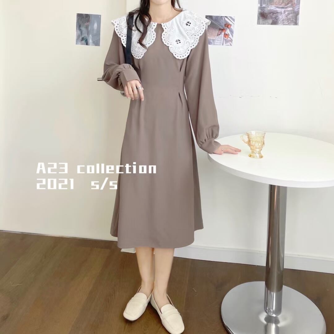 スカラップ刺繍カラー　ワンピース  AJ3396-D01