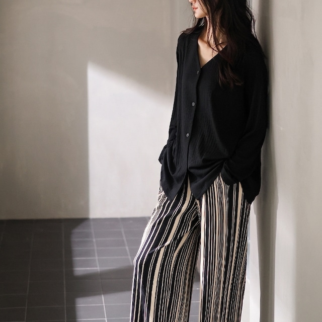 【M-XL】monotone stripe pattern cardigan style pajamas p1044