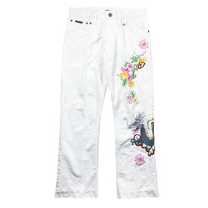 archive 2005SS DOLCE&GABBANA Hawaii embroidery white denim pants
