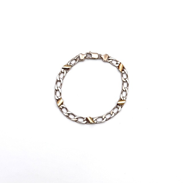 TIFFANY & Co. ティファニー フィガロ チェーン ブレスレット SV925 × 750(K18) 19cm 10.9g シルバー・ゴールド