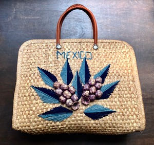 Vintage Mexican Raffia Straw Bag / メキシコ刺繍トートカゴバッグ