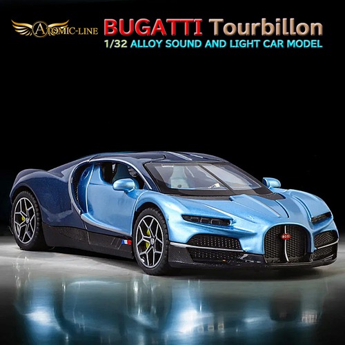 ブガッティ トゥールビヨン 1/32 ミニカー 全3色 ライト点灯 エンジンサウンド 合金モデル 模型 ジオラマ
