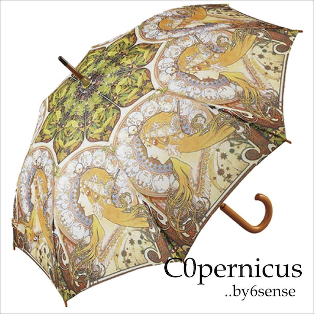 umbrella　ミュシャ【 ゾディアック】名画木製ジャンプ傘 　浜松雑貨屋Copernicus