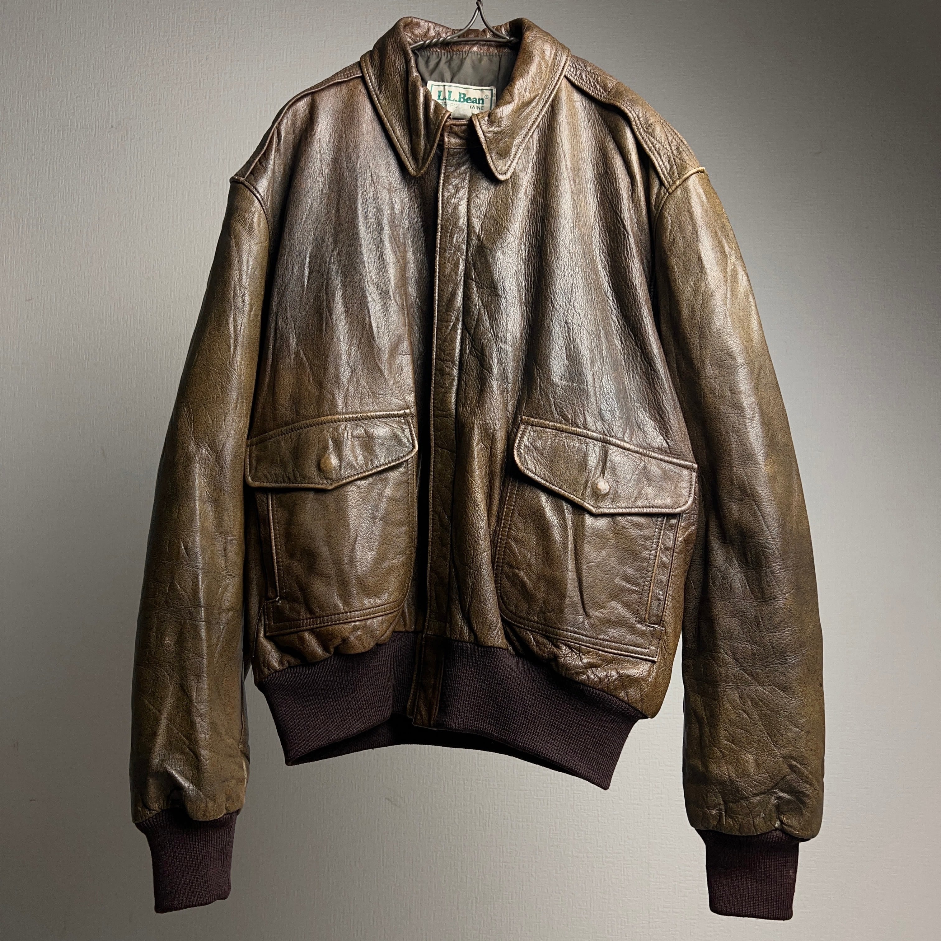 80's “L.L.Bean” A-2 Leather Flight Jacket USA製 80年代 エルエル ...