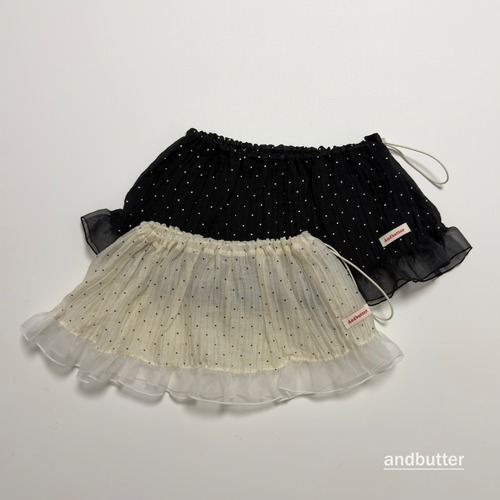 《予約10％OFF 》リンクルドット レイヤードスカート・ANDBUTTER