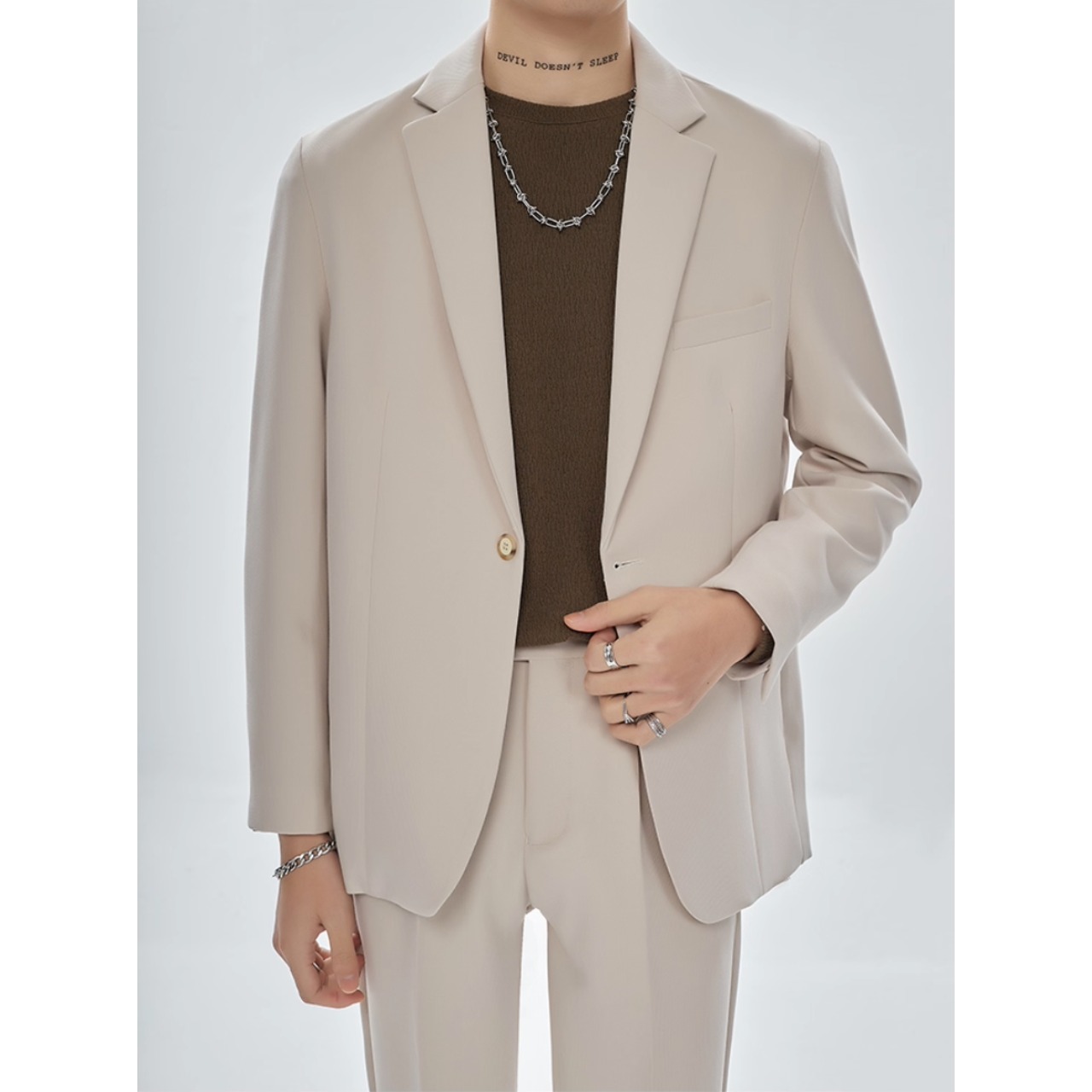 ヒップ丈 カジュアルジャケット＆パンツ セットアップ af0394