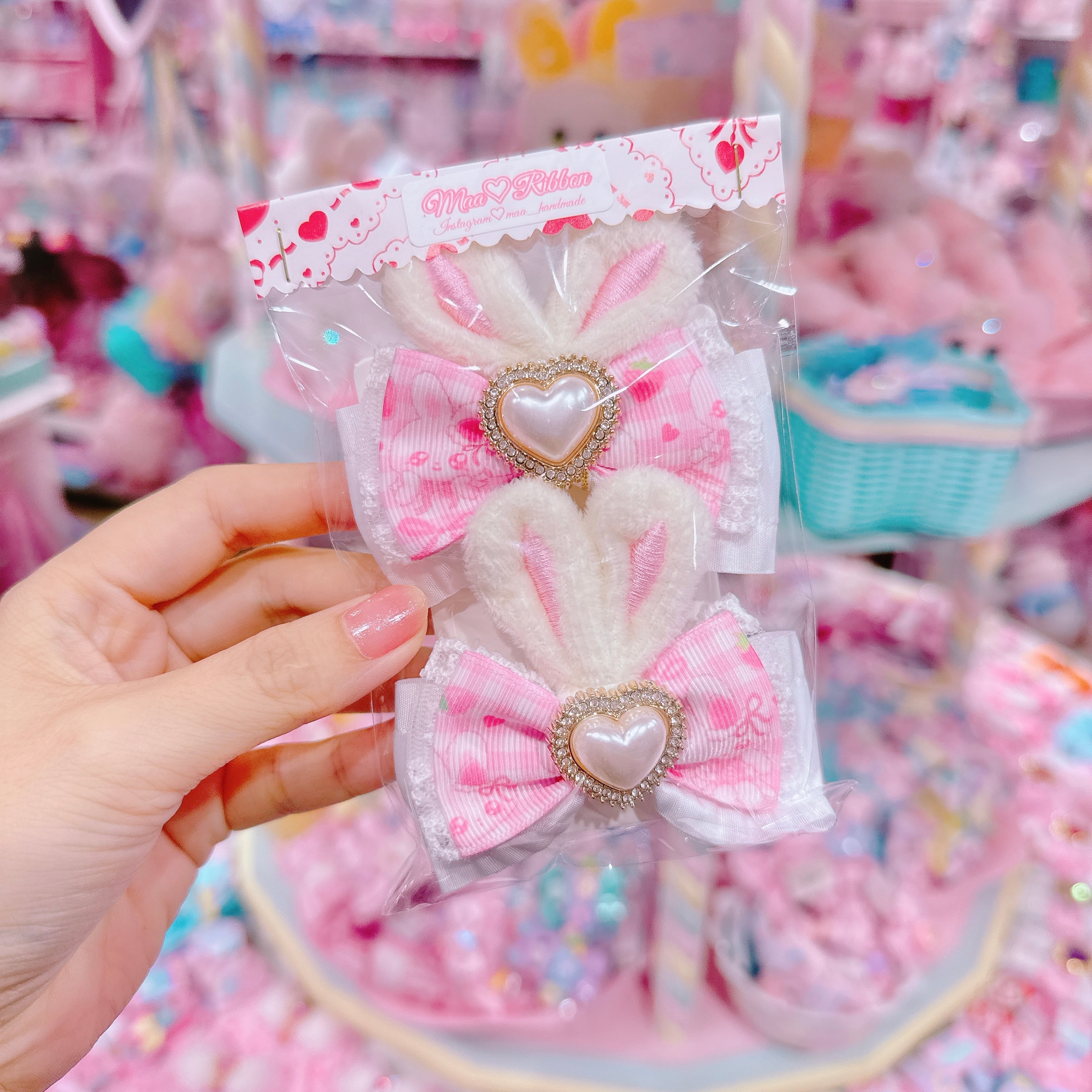 【R14】50-35うさ耳付きツインヘアクリップ